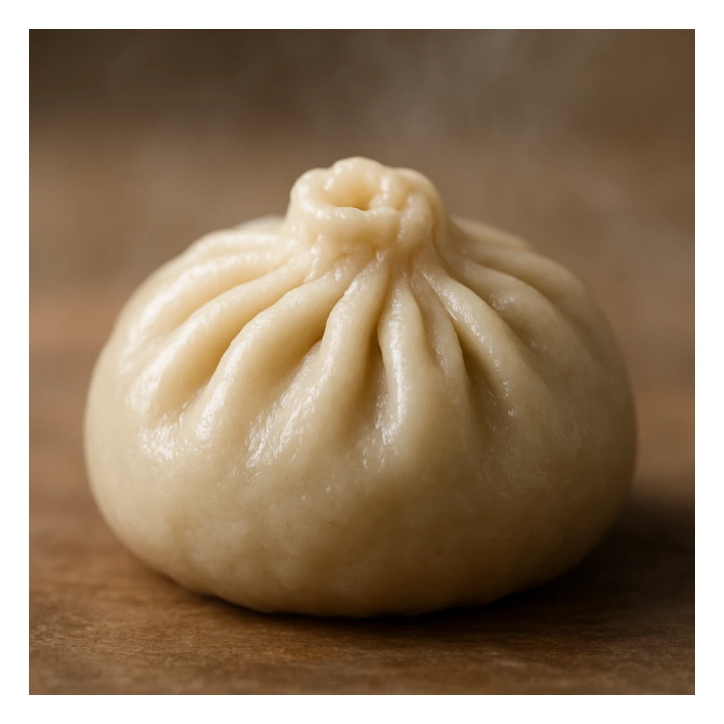 realistic texture dumpling, steamed look, slight shine, gentle folds sticker