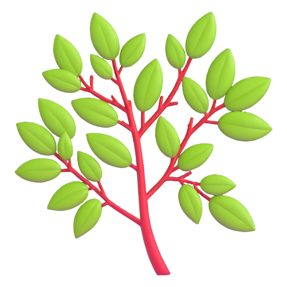 branch with several green leaves sticker