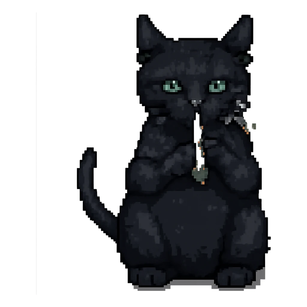 Make the cat black and make the joint clearly look like it contains weed, with a green leafy tip and a burning end, keep the background transparent. The style should be preserved as in the original image. sticker