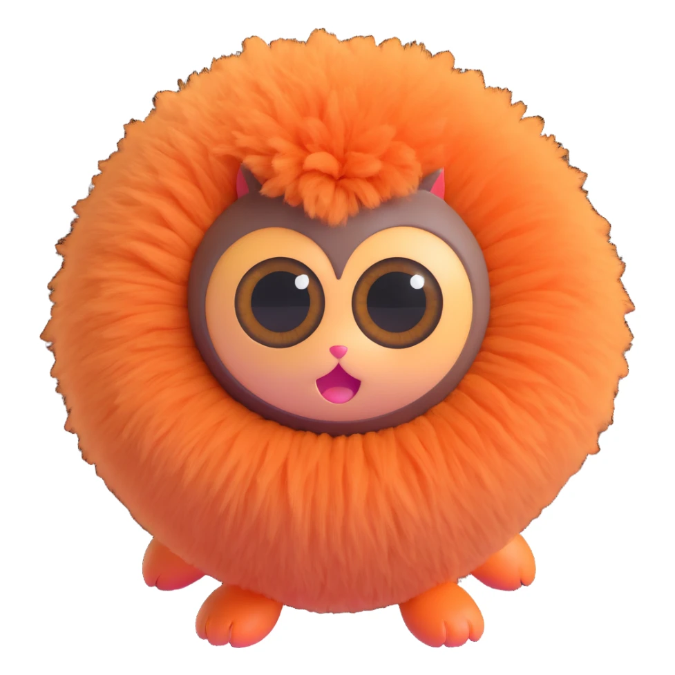 chussel, cute fluffy creature, big eyes, playful expression sticker