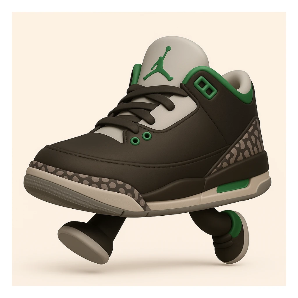 Edit the sneaker character in the style of 3D emoji (Microsoft style 3D fluent emojis) with no face, no arms, and no legs, in a running pose. Maintain the 3D emoji look and feel. sticker