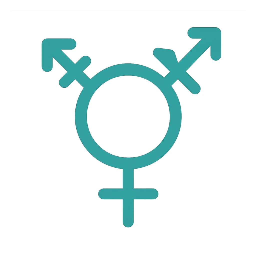bigender symbol, flat teal, minimal emoji style, suitable for Discord role icon, color icon style sticker