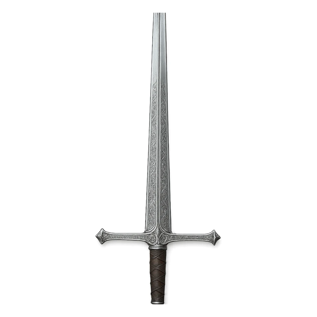 silver greatsword, ornate engravings, classic medieval look sticker