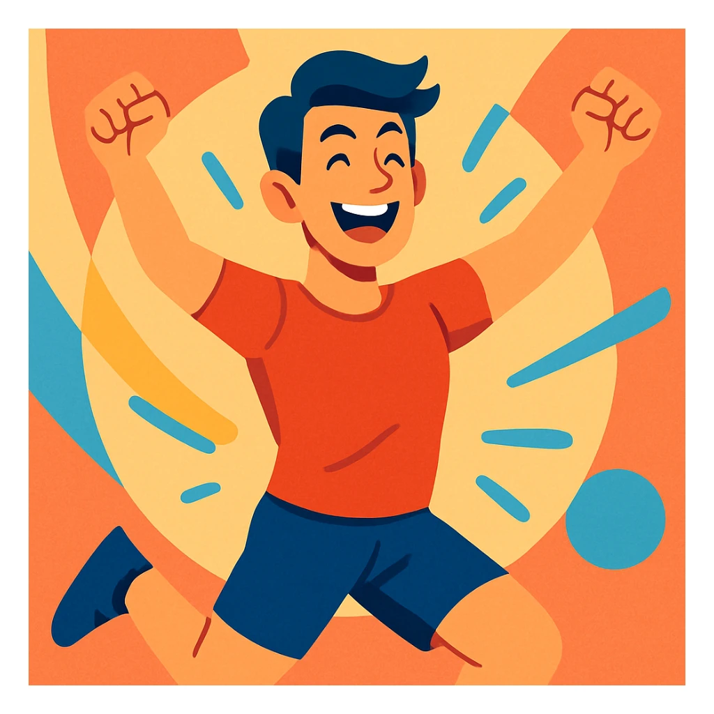 a healthy person, energetic and smiling, modern illustration style sticker