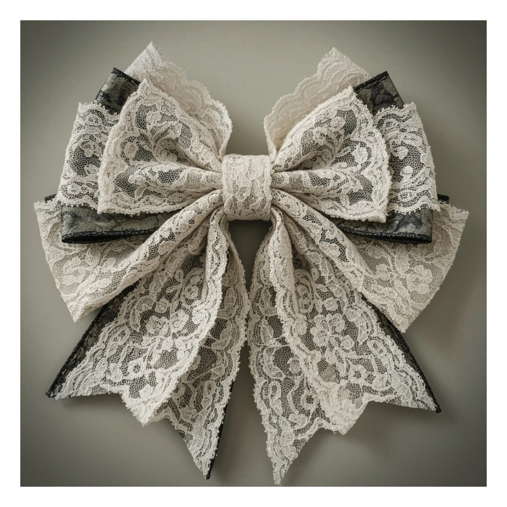 bow, ornate, lace details, vintage style sticker