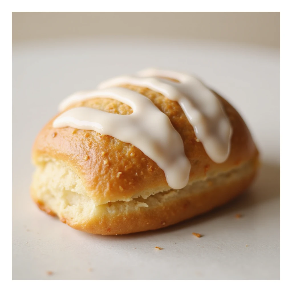 a sweet roll, realistic style, soft icing, golden brown pastry sticker