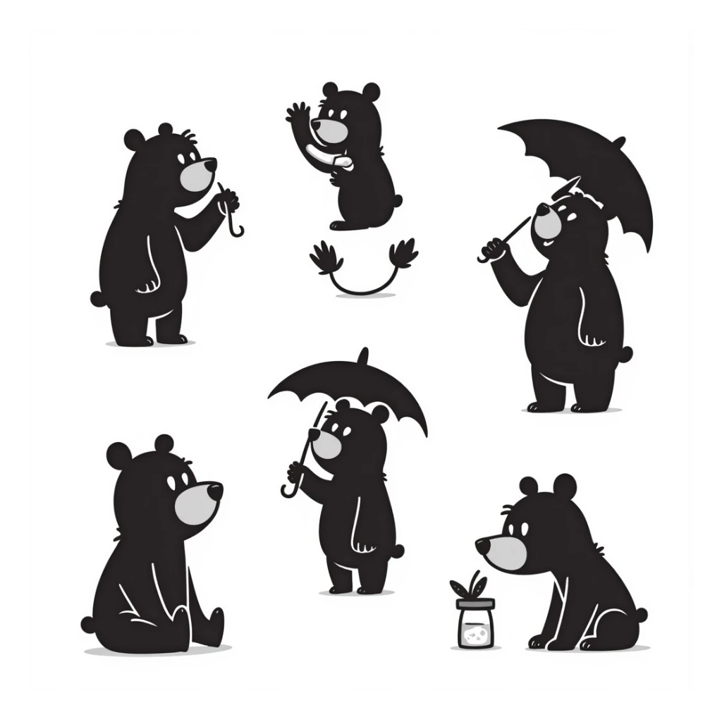 A bear in notion style hand drawn doodles sticker