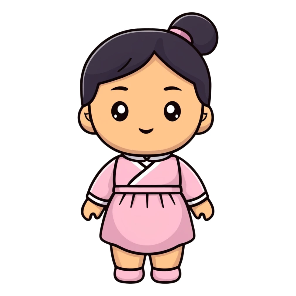 Asian woman doll sticker