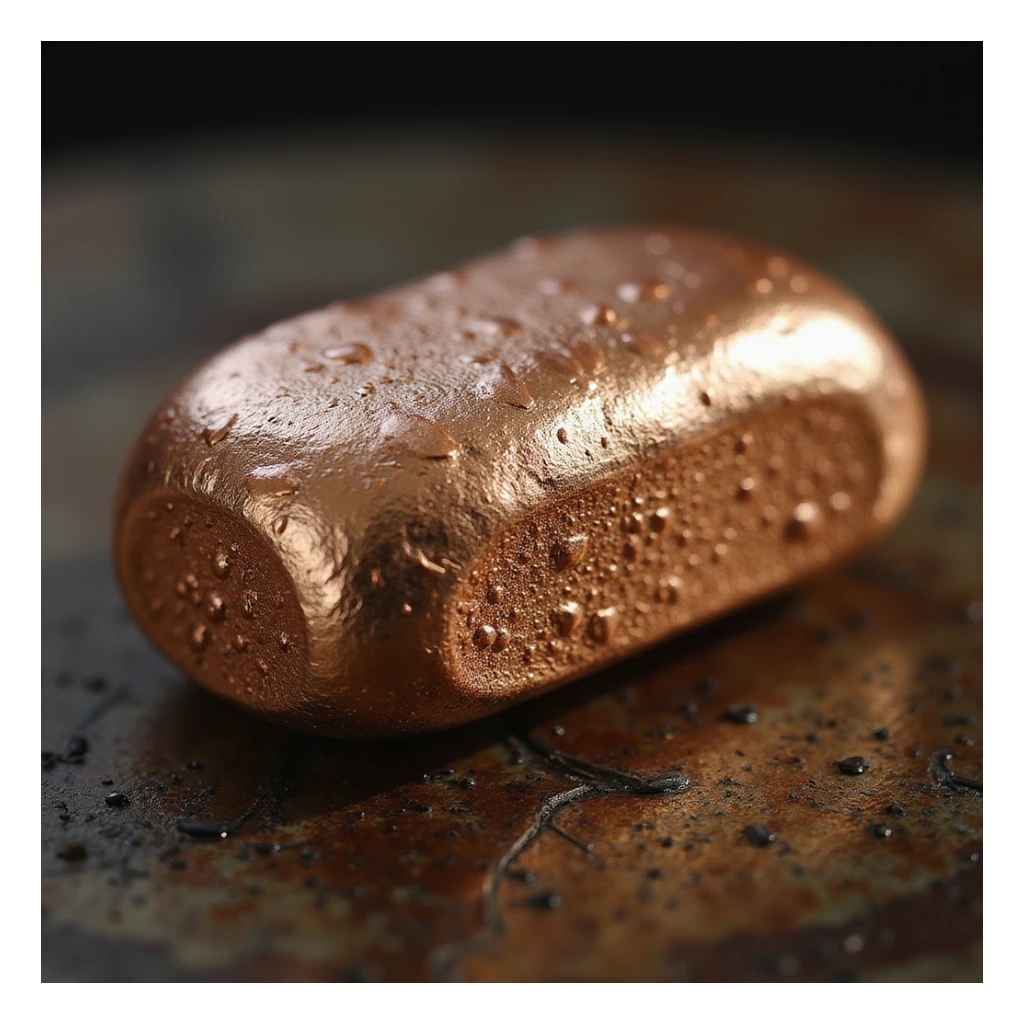 realistic copper ingot, photorealistic, metallic shine, detailed texture sticker