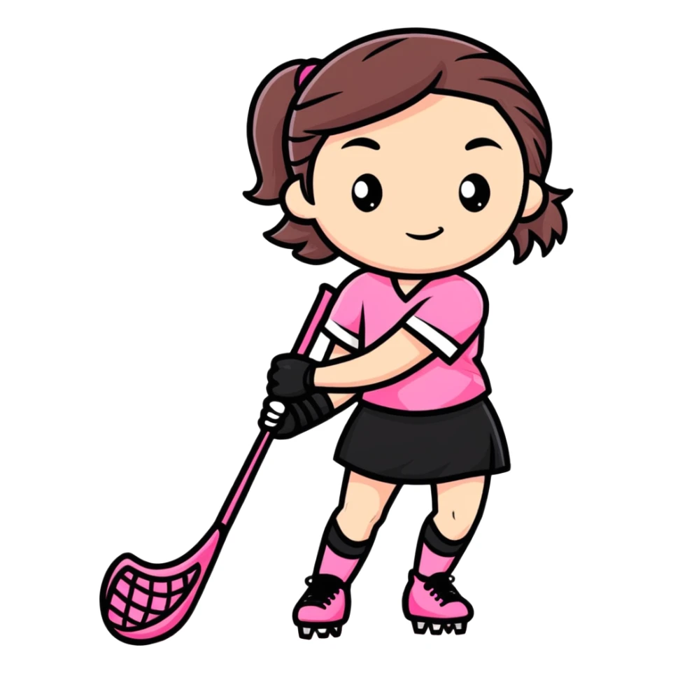 Women lacrosse player with a pink stick and black uniform and pink cleats  sticker