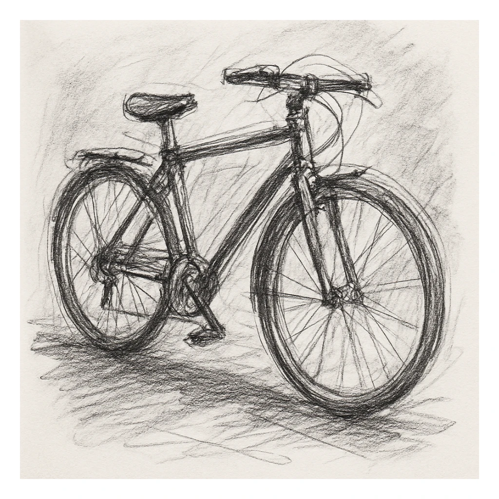 a bicycle in pencil sketch style sticker