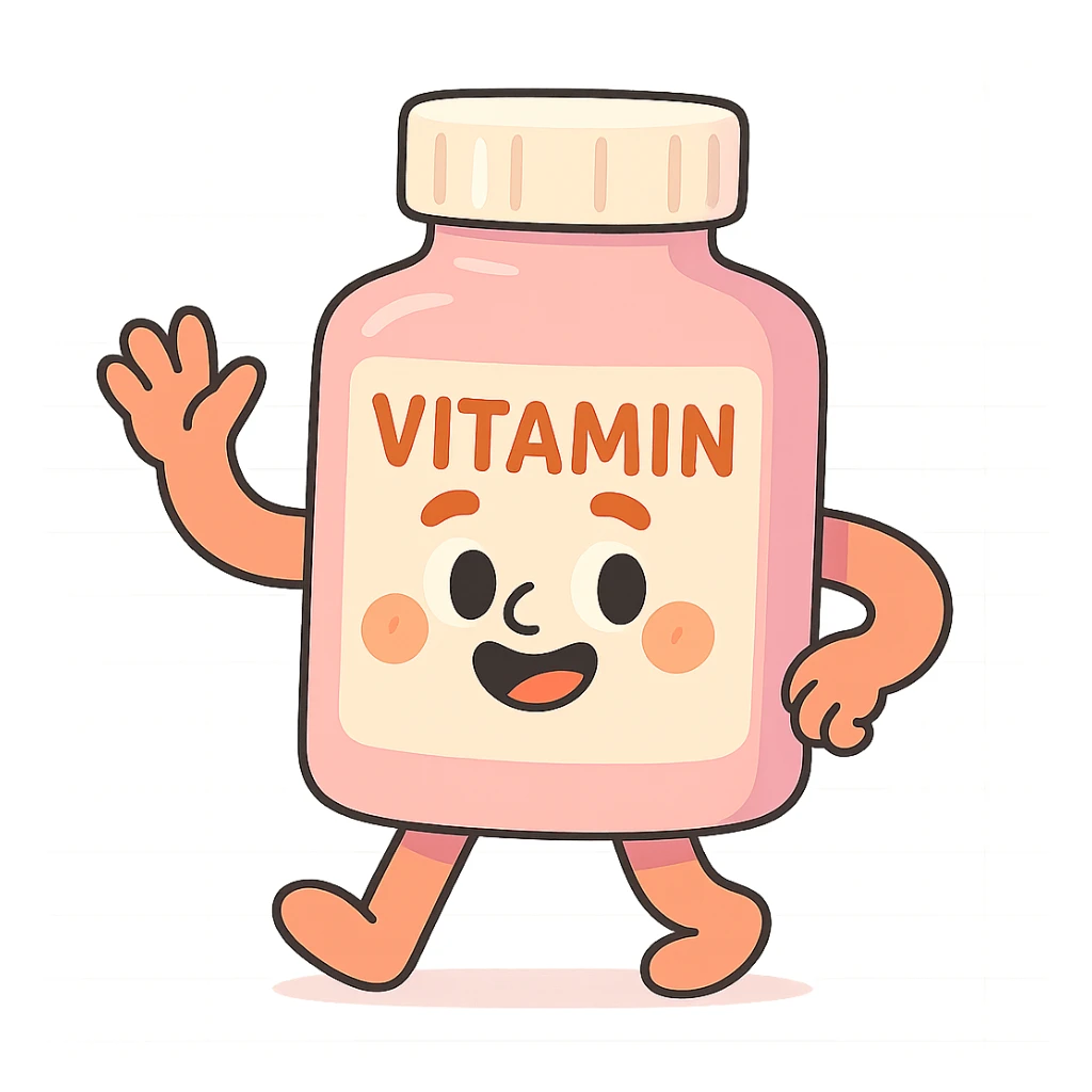 pastel pink vitamin bottle with white cap, subtle highlights, minimalistic design sticker