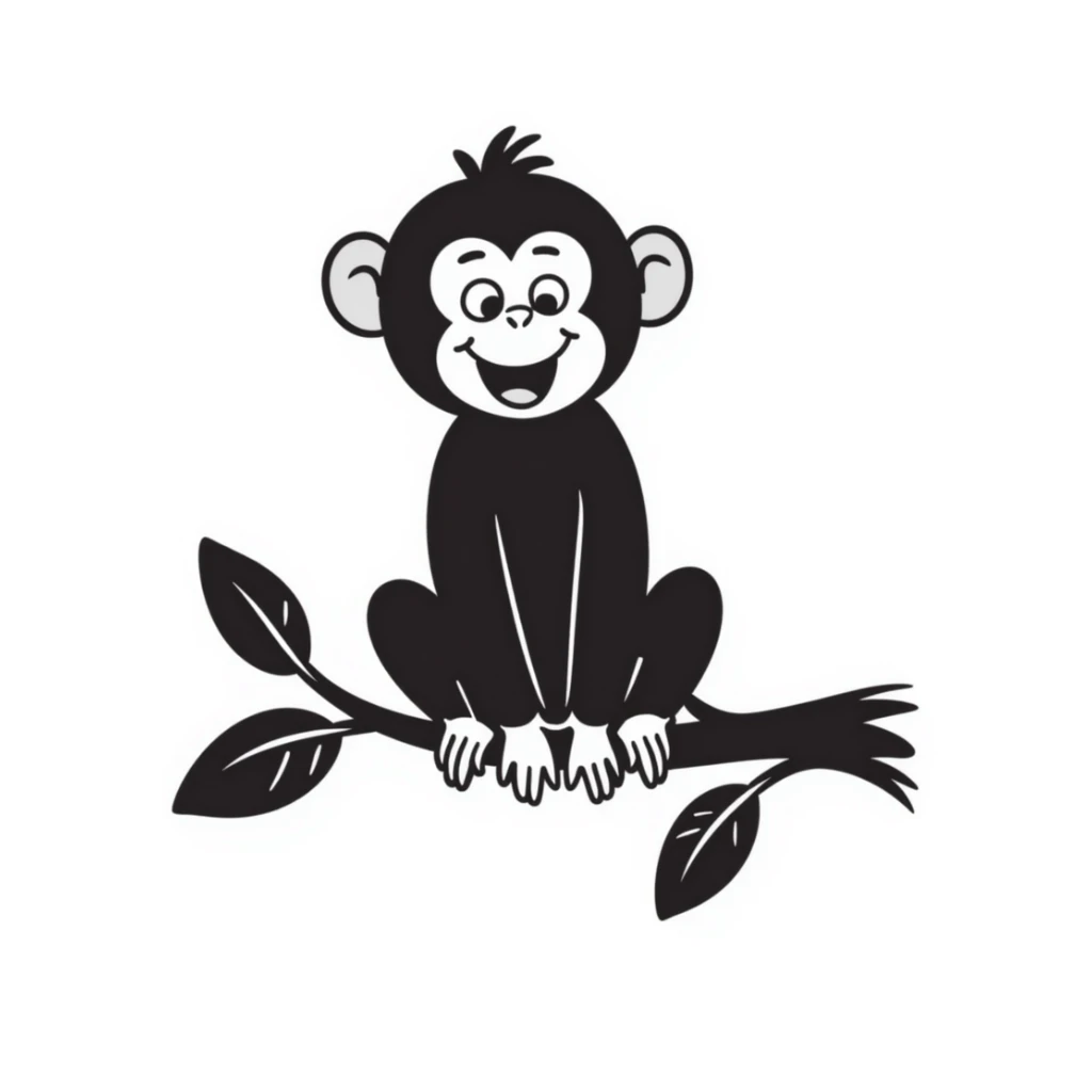 hand-drawn doodle of a laughing monkey sticker