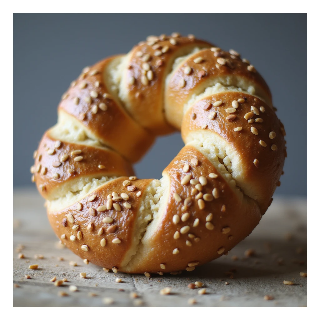 a simit, the Turkish sesame bread ring, realistic style sticker