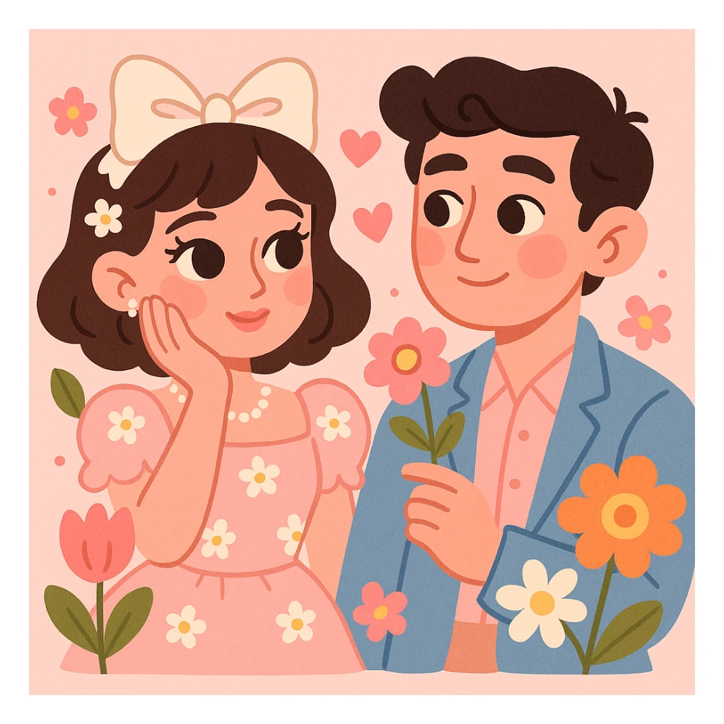 coquette style, floral patterns, soft blush tones, dainty accessories, dreamy and elegant sticker