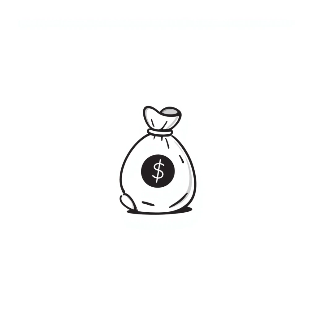 hand-drawn money bag with dollar sign sticker