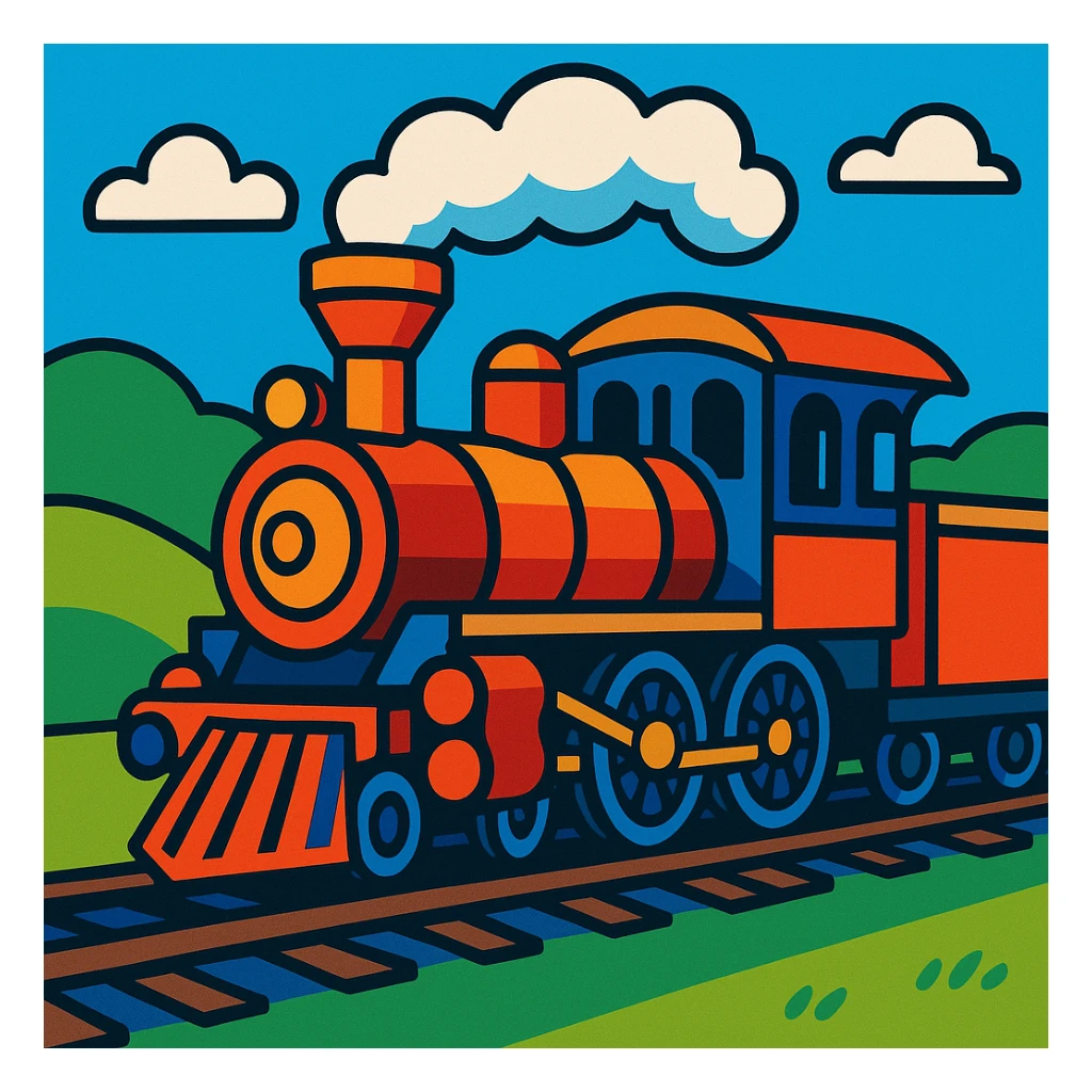classic train, vibrant toon style sticker