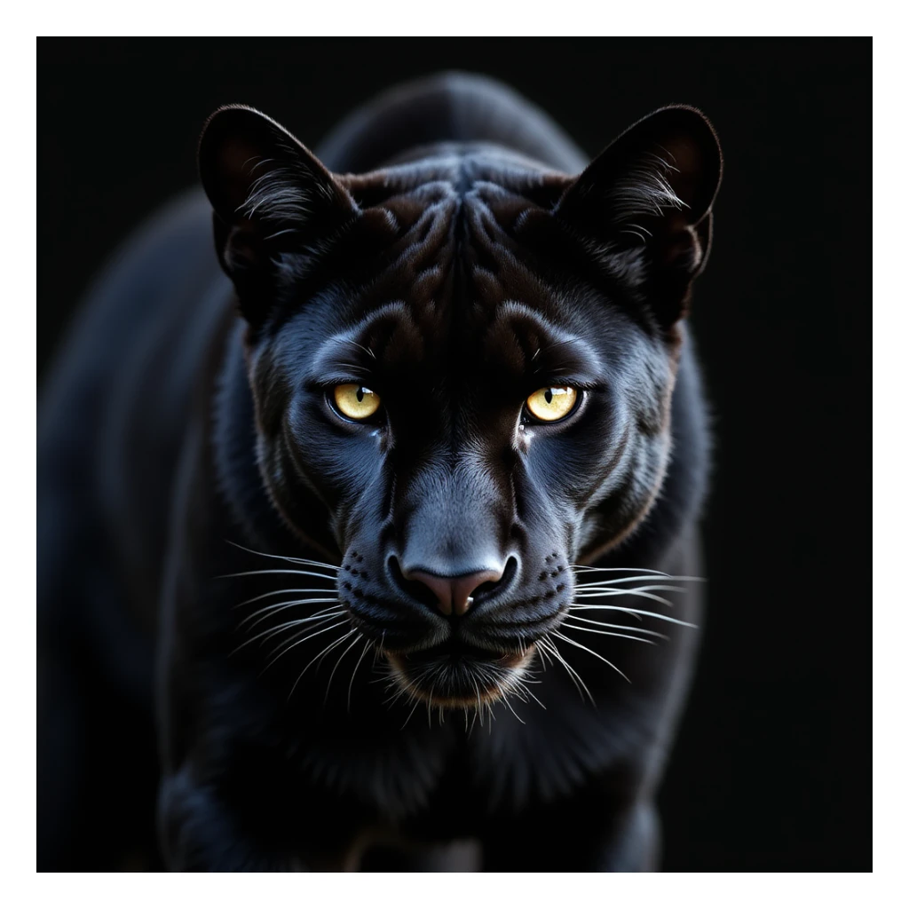 black panther, realistic style, detailed fur, intense eyes, dramatic lighting sticker