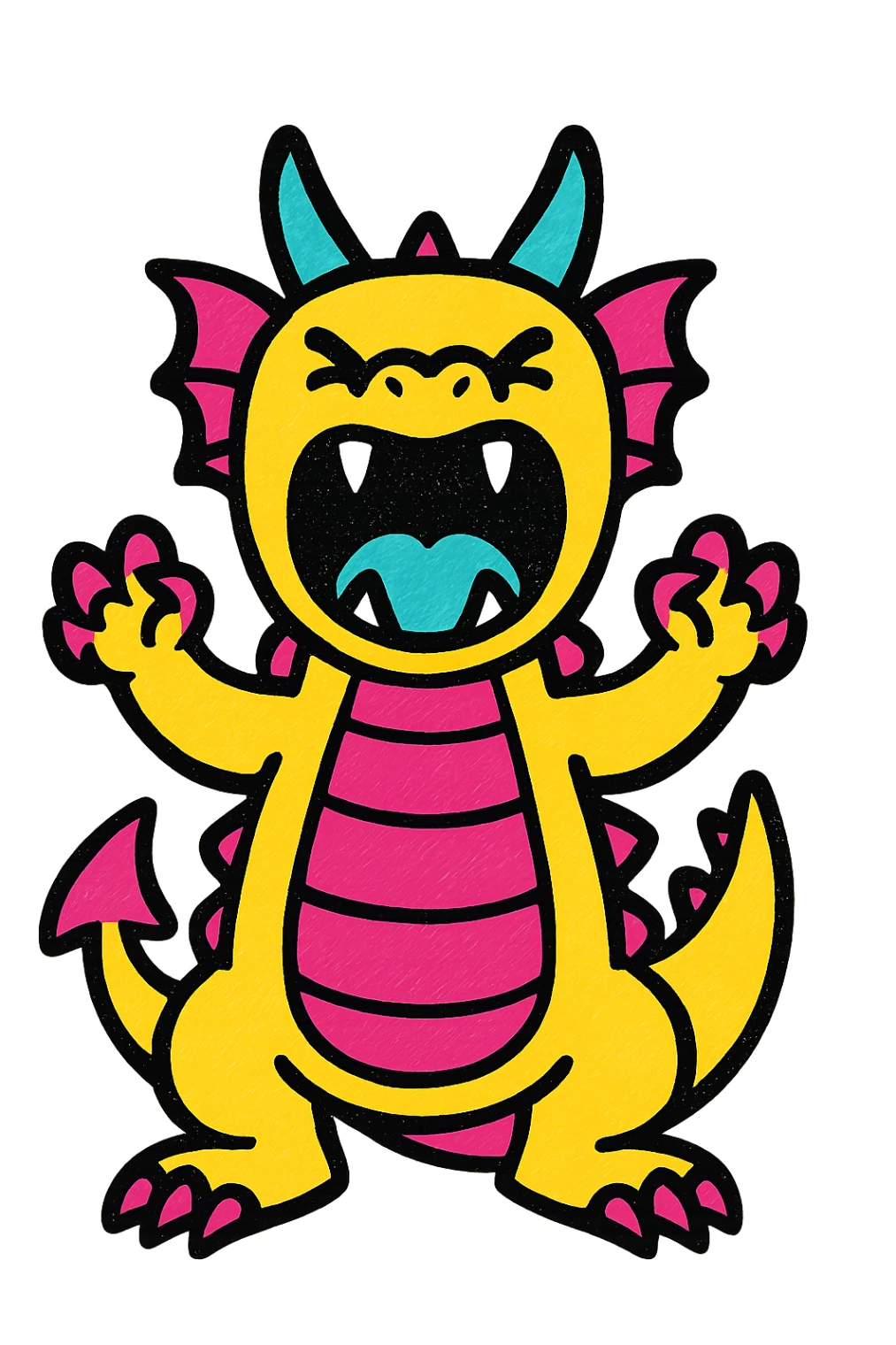 a dragon roaring, cartoon style, bold colors sticker