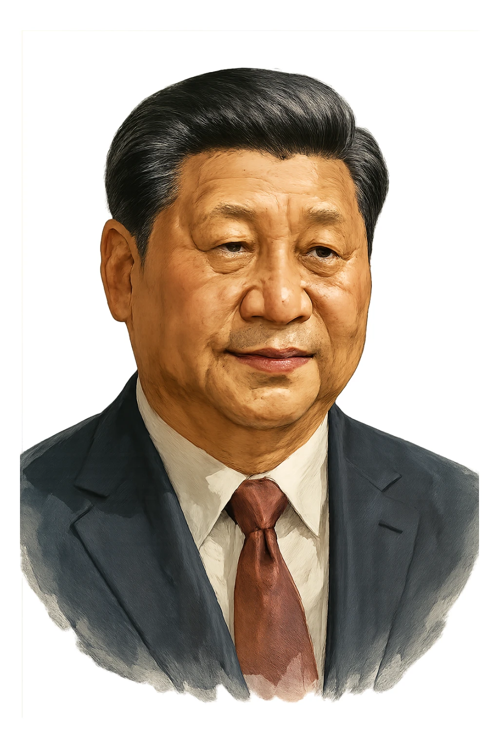 Си Цзиньпин в слегка рисованном, но при это объемный стиле, прозрачный фон sticker