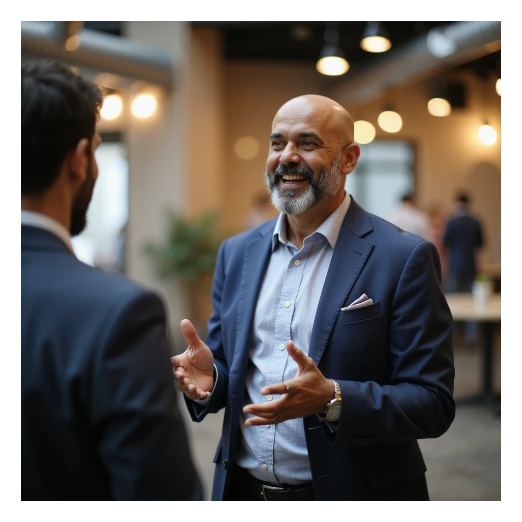 indian businessman encouraging customers sticker