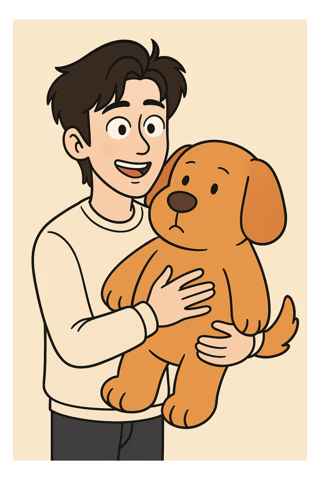  Zhang Zhenyuan holding orange giant dog plush  sticker