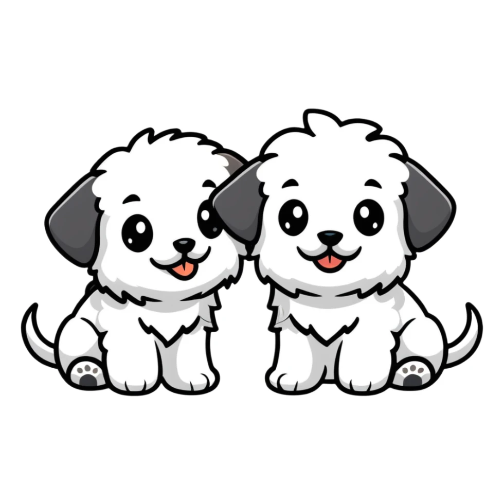 two realistic maltipoo puppies with curly fur sticker