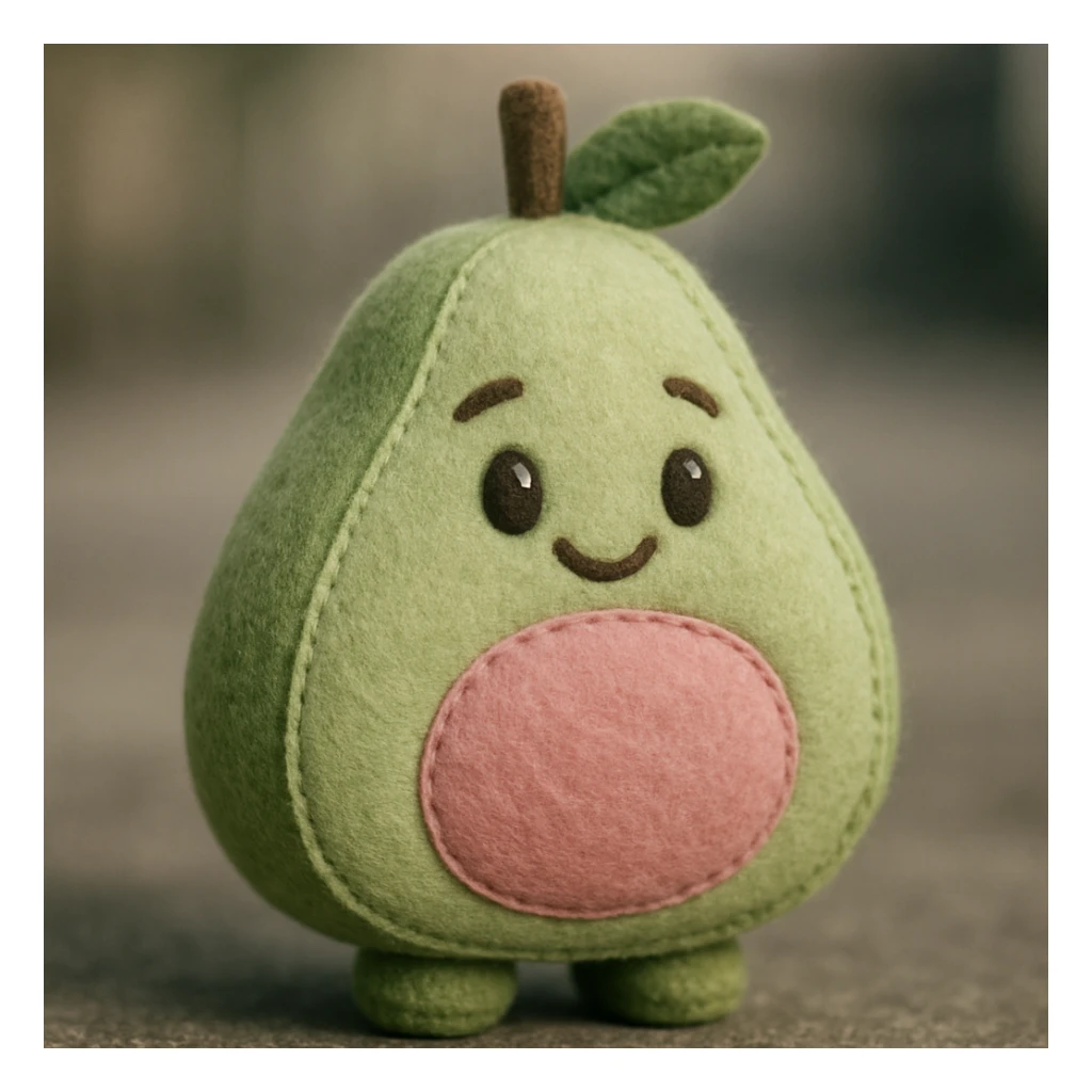 cute stuffed animal guava fruit, soft and plush, friendly face, pastel colors sticker