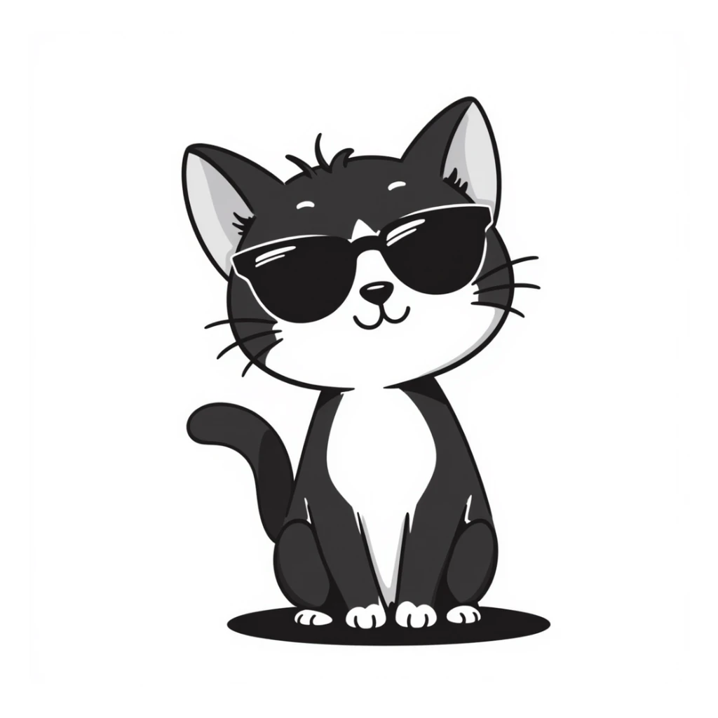 Cute cat wearing stylish sunglasses sticker