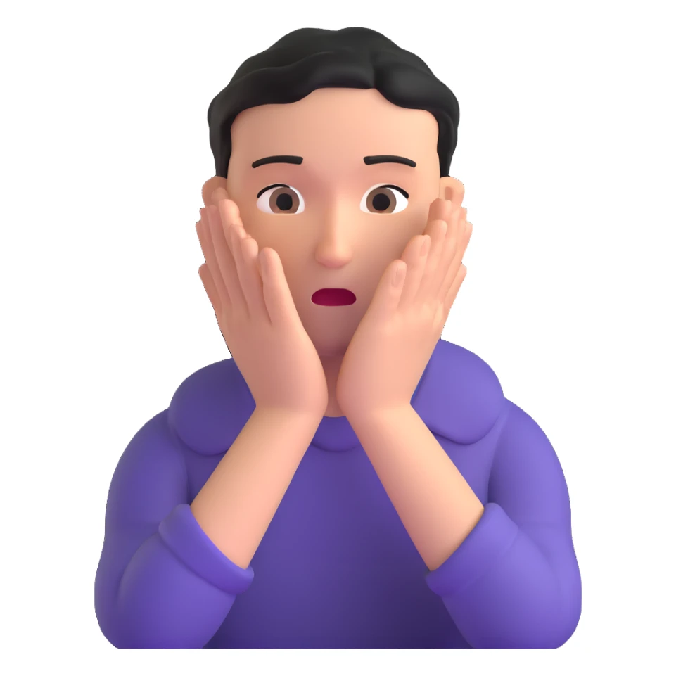 person begging for forgiveness with remorseful expression and pleading hands sticker