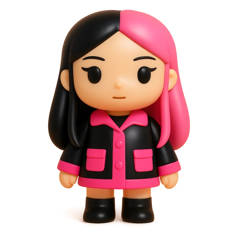 BLACKPINK-inspired gothic jacket, no hearts, glossy and bold, black and pink colors sticker