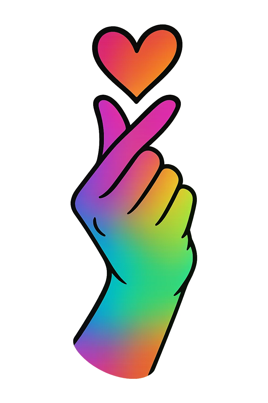 kpop heart hands, vibrant colors, no background sticker