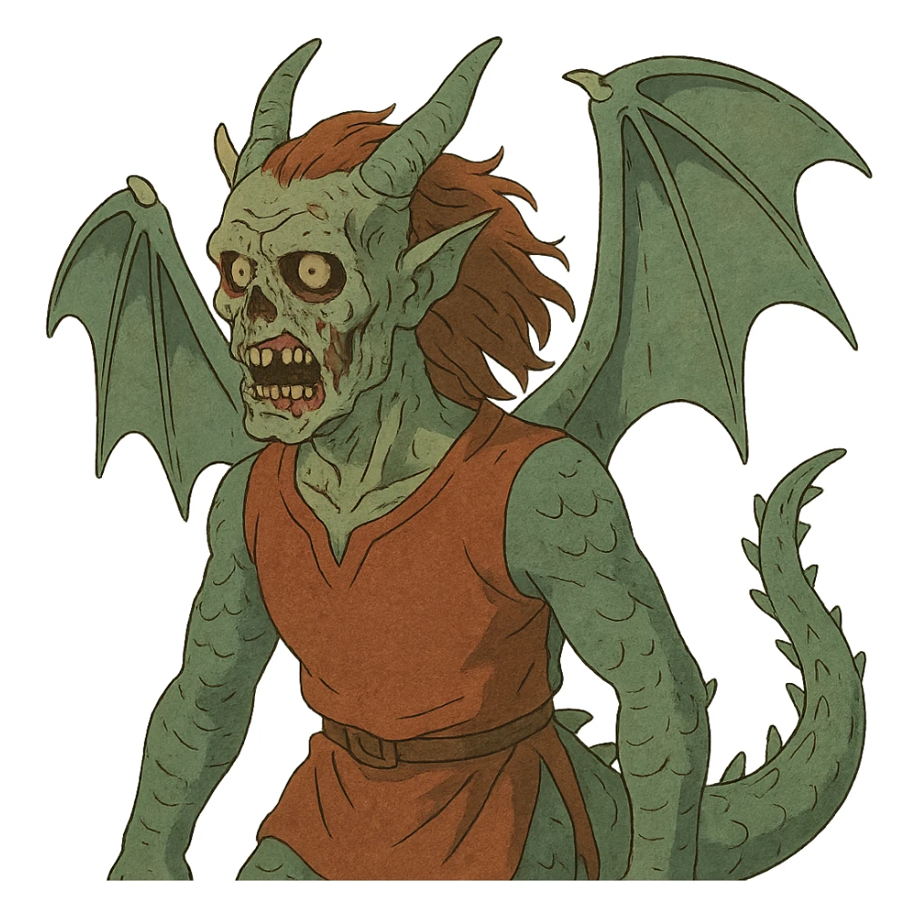 ghibli style human dragon with a zombie face sticker