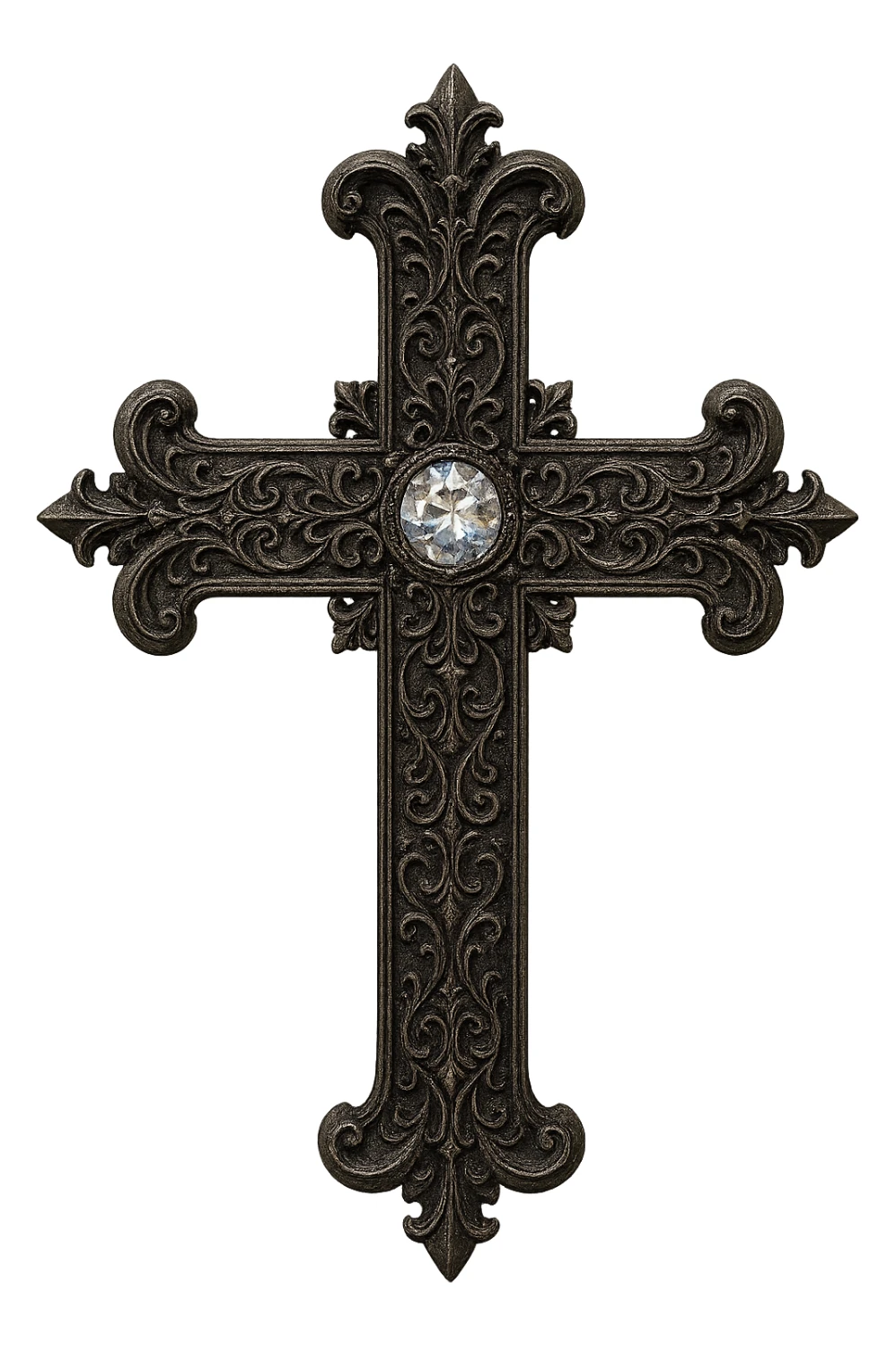 gothic style cross with a crystal center sticker