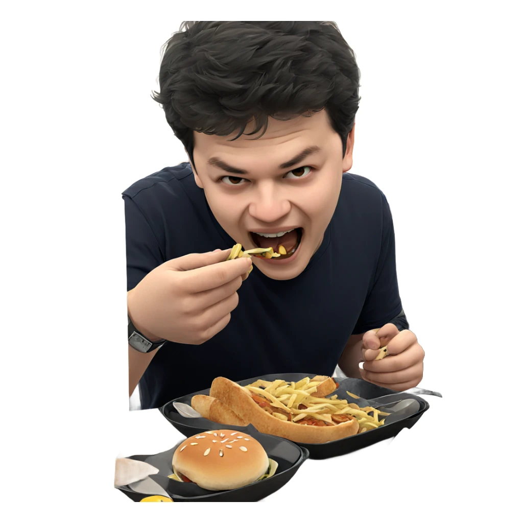 boys enjoying food indoors sticker