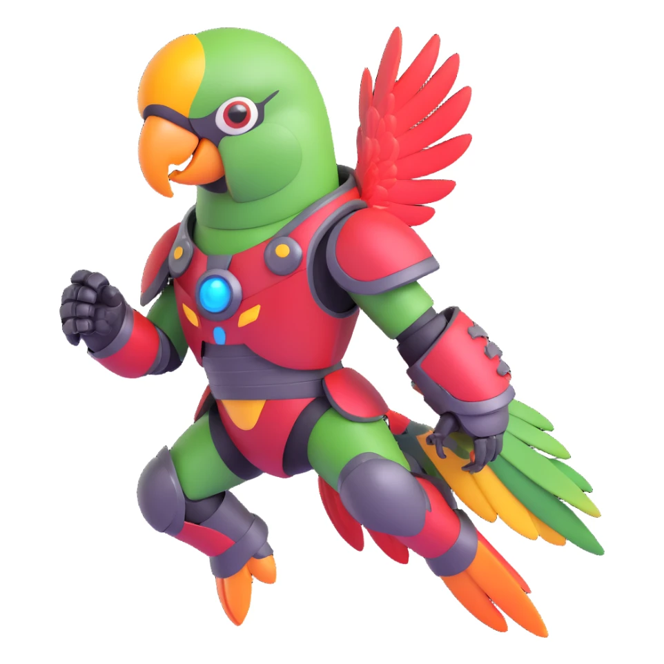 party parrot reimagined as a space marine, vibrant, energetic, with sci-fi armor and a festive vibe sticker