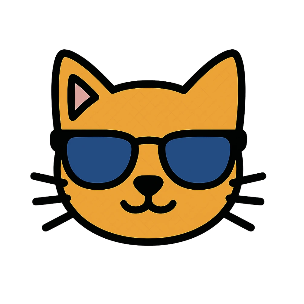cat wearing sunglasses color icon sticker