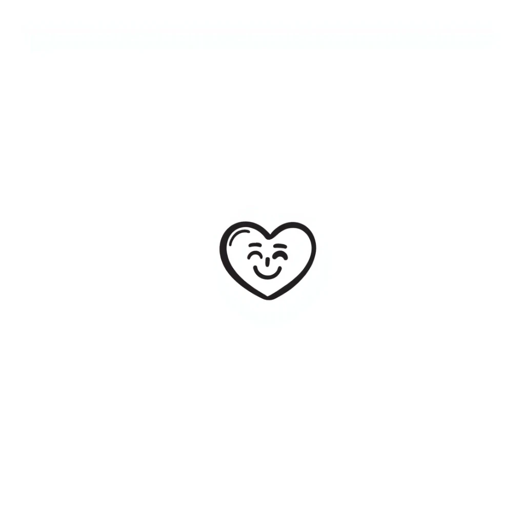 hand-drawn doodle of a heart with a smiling face sticker
