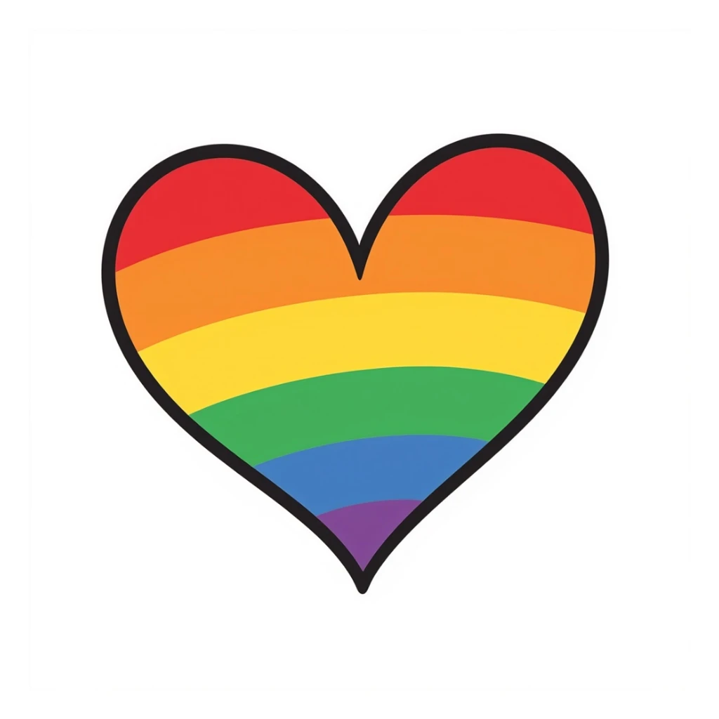 heart in rainbow pride colors, simple and bold, no text sticker