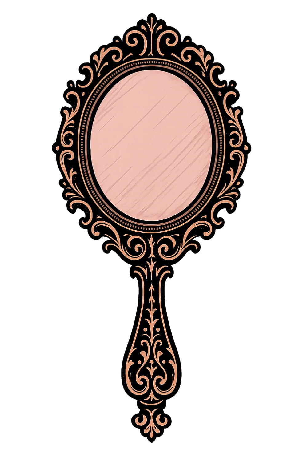 black and pink ornate hand mirror sticker