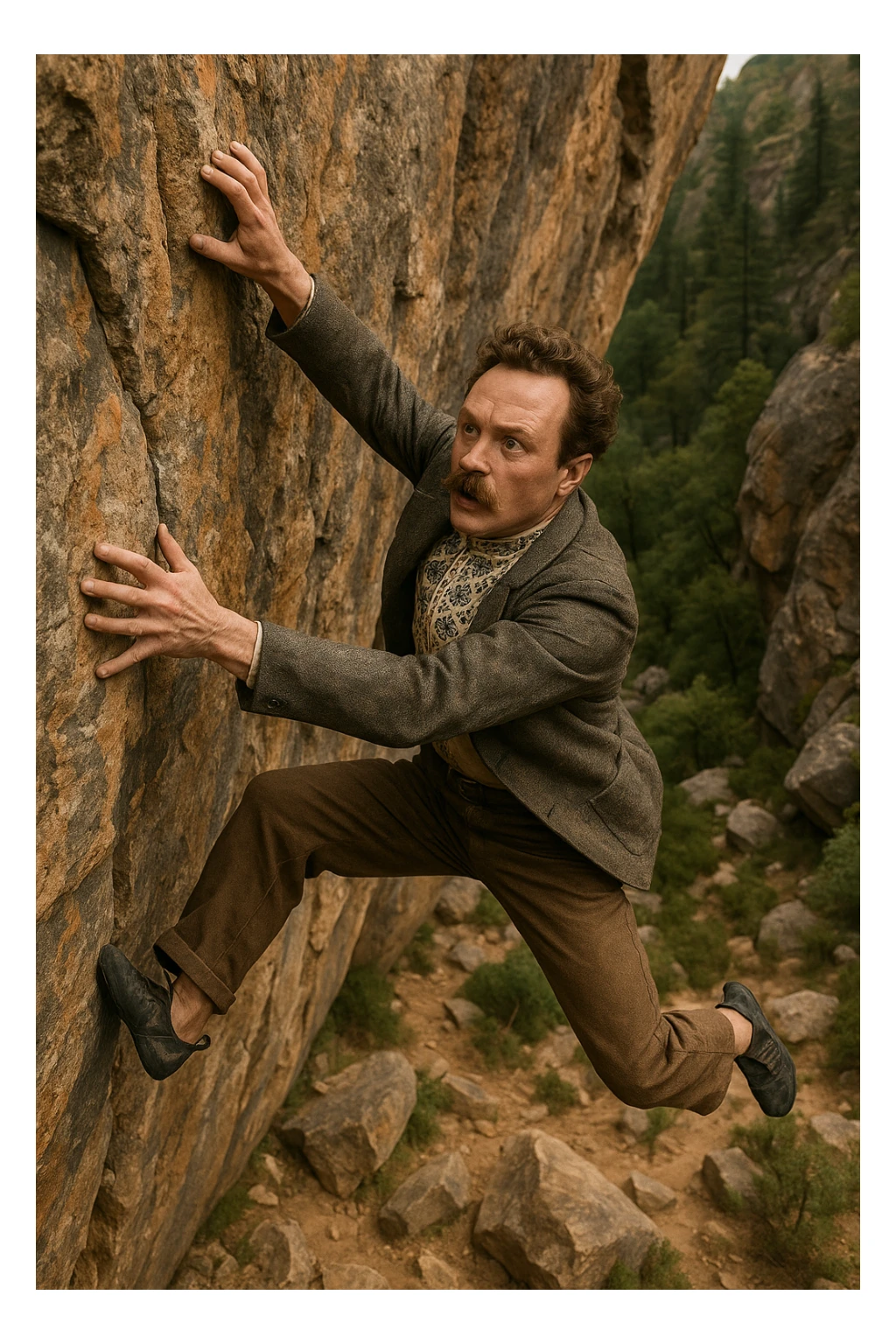 a man flakes off the rock face sticker