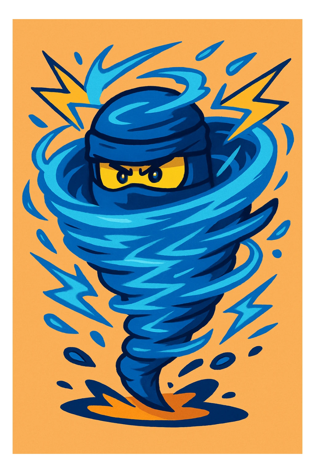 a blue spinjitzu tornado, swirling energy, dynamic motion, inspired by ninja powers sticker