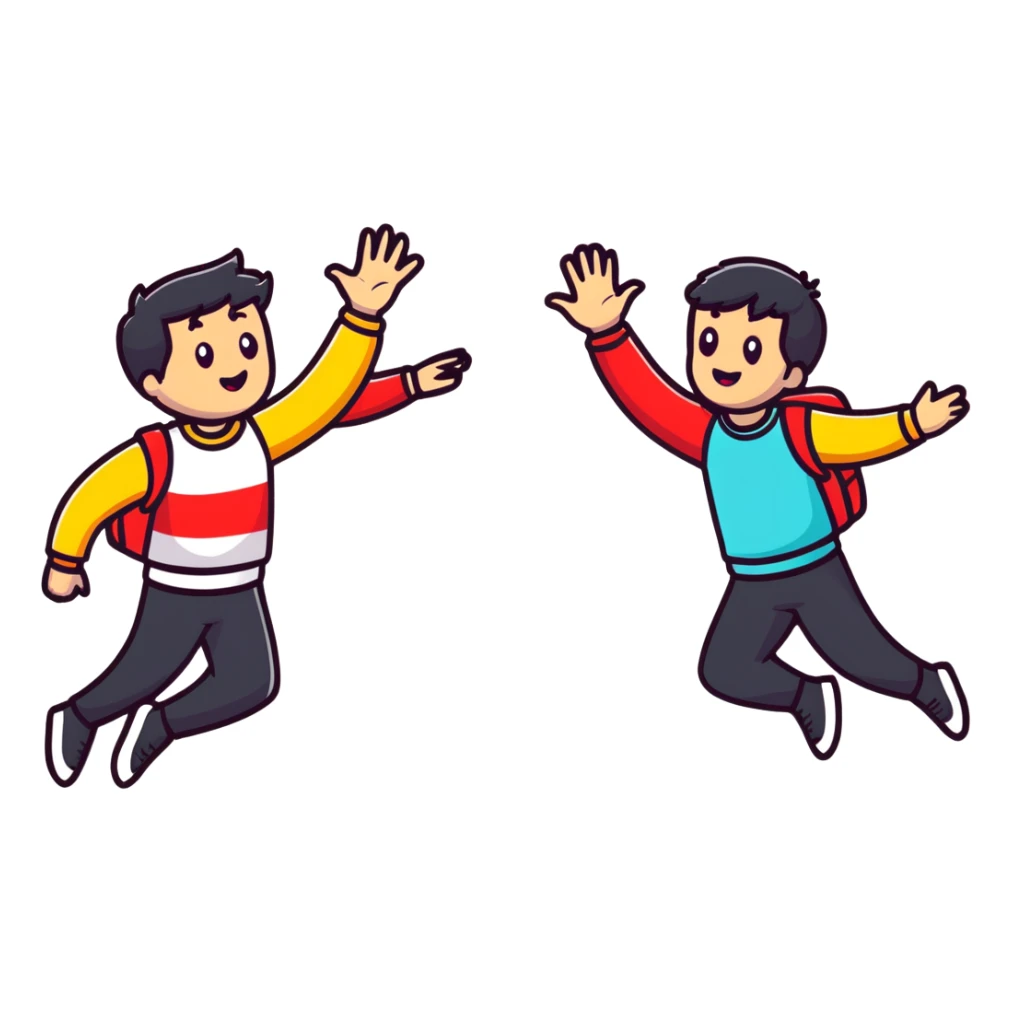 two friends high-fiving with bright colors sticker