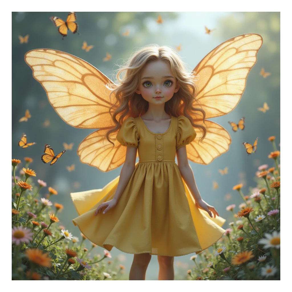 realistic style Fluttershy with butterflies flying around her sticker