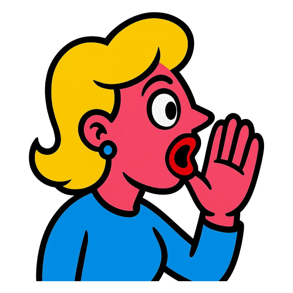 exaggerated whisper, bright colors sticker