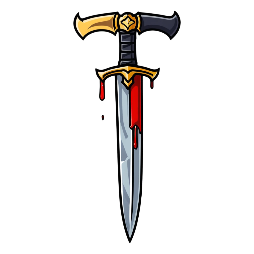 Golden razor sword with blood dripping sticker