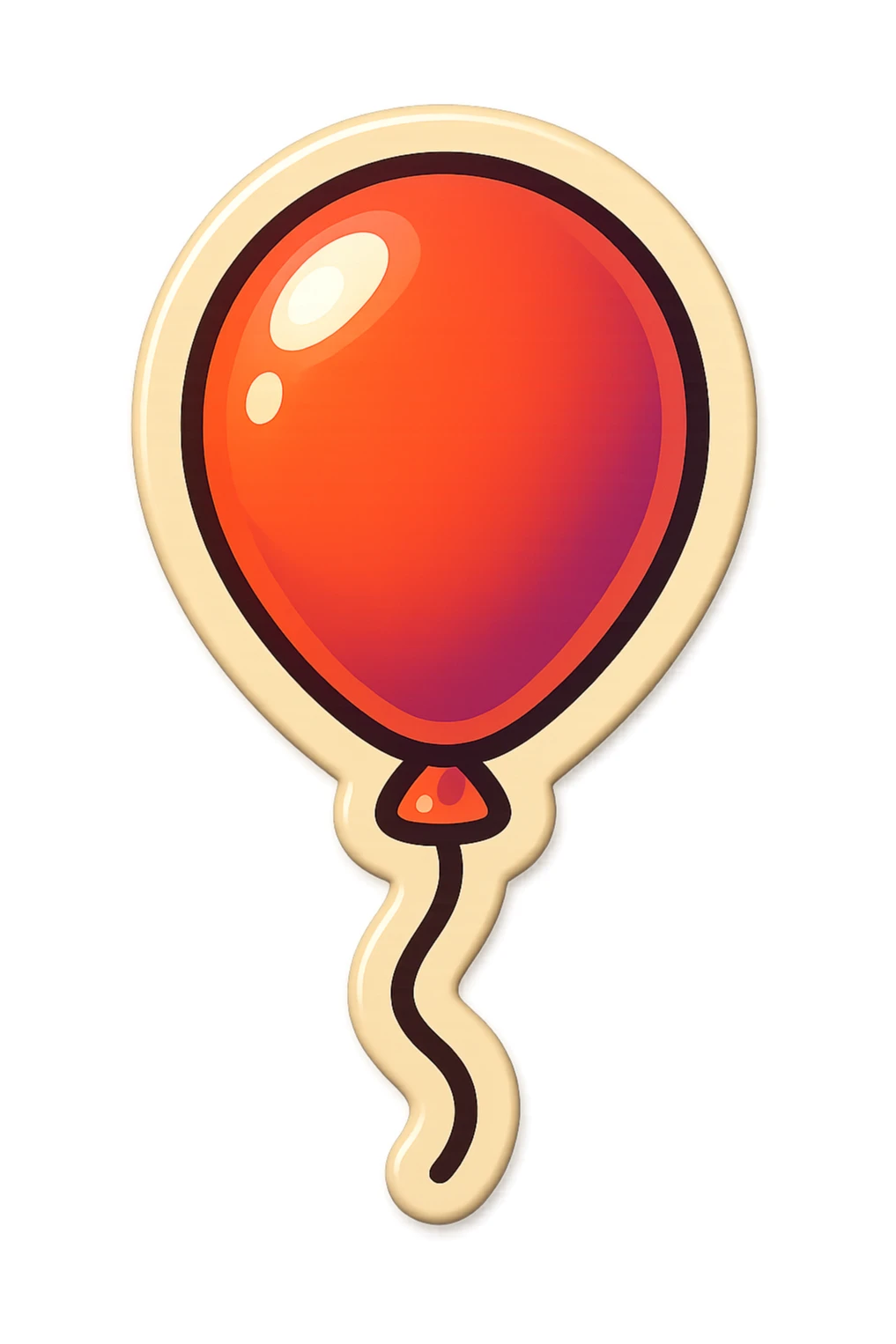 single balloon symbol, cartoon style sticker, simple and clear, no text sticker