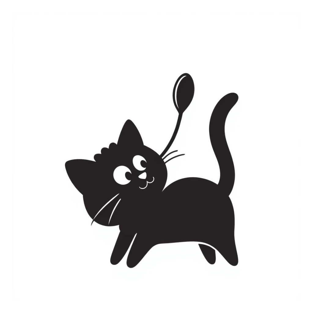 playful cat balancing a spoon on its nose sticker