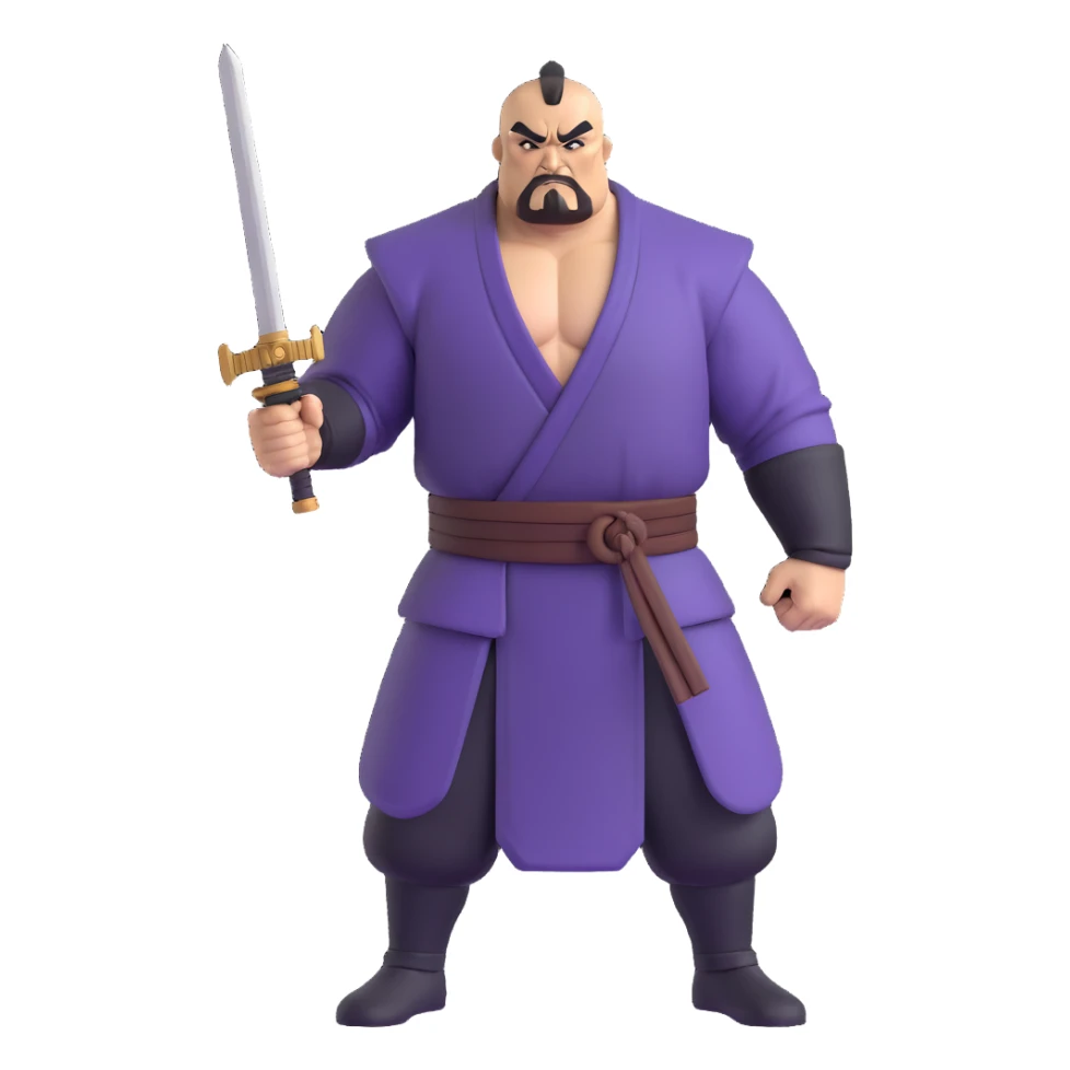 Shan Yu from Mulan, full body, holding a weapon, looking seriously pissed off sticker