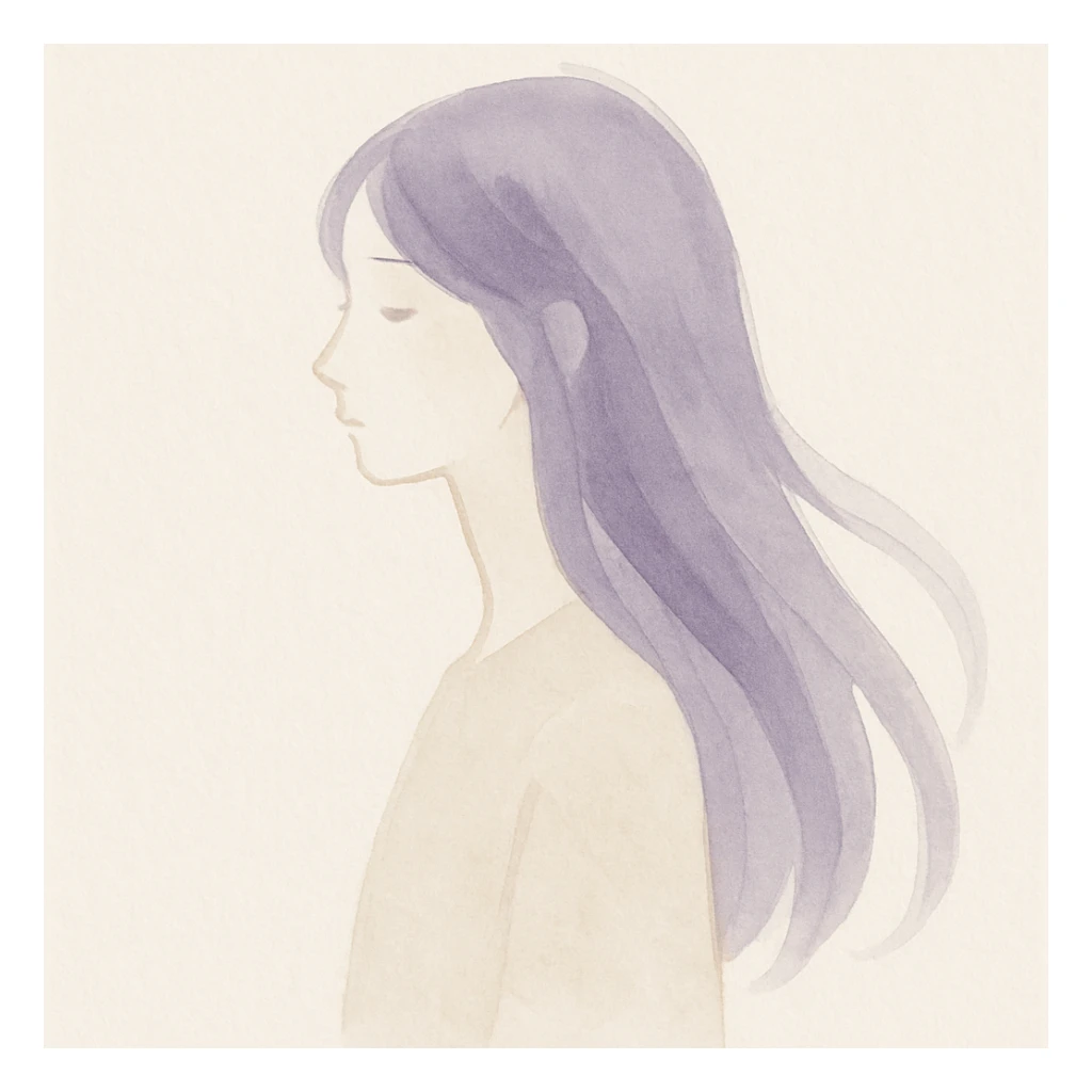 character with long purple hair, watercolor art style sticker